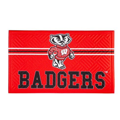 Evergreen NCAA Wisconsin Badgers Embossed Mat Cross Hatch Indoor and Outdoor Doormat - image 1 of 4