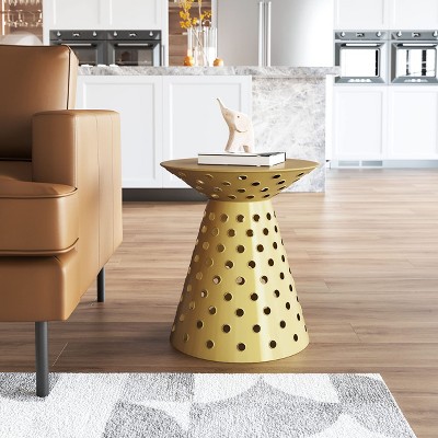 Gold Round Metal Contemporary Side Table