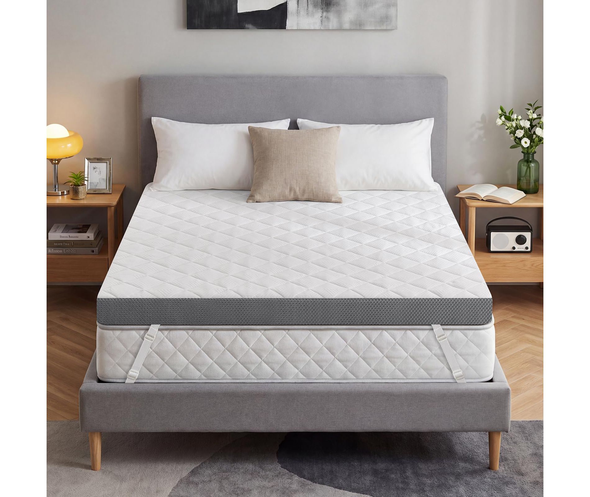 Dyonery Extra Firm Mattress Topper for Pain Relieving Short King Size 3 Inch High-Density Foam Mattress Pad for Extra Support with Removable Cover