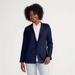 Lands' End Women's Fine Gauge Cotton Button Front Blazer Sweater - 1 of 4