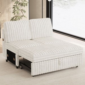 Belffin Corduroy Sleeper Sofa with Pull Out Bed Module Loveseat with Pullout Bed for Sectional Sofa Couch - 1 of 4
