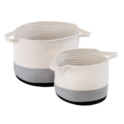 Honey-Can-Do Set of 2 Cotton Rope Baskets Black