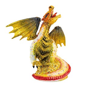 Glitter Lab 6.5 Inch Crystal Dragon On Treasure Ornament Christmas Tree Ornament , Jewels 3-D Printed Wings (1PC) - 1 of 3