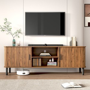 EROMMY 70" Modern Tv Stand For Tvs Up To 80", Tv Stand With Sliding Doors And Storage Shelves - 1 of 4
