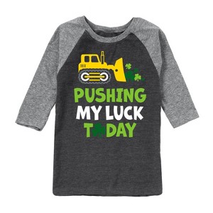 Boys' - Instant Message - St. Patrick's Day Pushing My Luck Today Raglan Graphic T-Shirt - 1 of 3