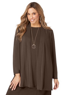 Jessica London Women's Plus Size Stretch Knit Open Front Knit Topper