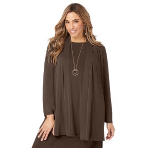 Jessica London Women's Plus Size Stretch Knit Open Front Knit Topper - 1 of 4