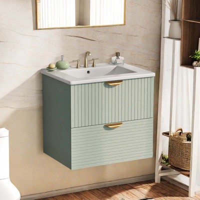 NicBex Bathroom Vanity with Sink, Floating Vanity, Bathroom Cabinet Storage with 2 Spacious Drawers for Bathroom