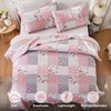 Pink Plaid Patchwork Quilt Set, King Size, Rversible, Lightweight Comforter with 2 Pillow Shams - 3 of 4