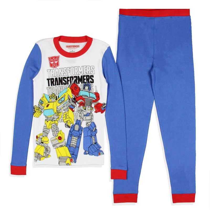 Transformers Boys' Optimus Prime Bumblebee Characters Logo Sleep Pajama Set Multicolored, 1 of 7