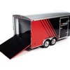 Four Wheel Enclosed Car Trailer "Yokohama Motorsports" Black and Red for 1/18 Scale Model Cars by Auto World - 2 of 4