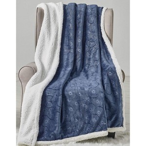 Ultra Soft and Comfy Bursting Fireworks Microplush Faux Fur Embossed Reversible Throw Blanket (50" x 60") - 1 of 2
