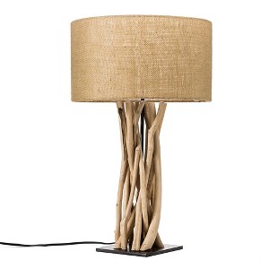 Modern Home Driftwood Nautical Wooden Table Lamp w/Block Base - 1 of 4