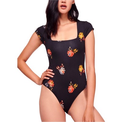 Free People Womens Thong Floral Bodysuit Jumpsuit
