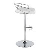 LumiSource Set of 2 Charlotte Adjustable Barstools Chrome/White: Swivel Kitchen Stools, Metal Frame, Faux Leather - 3 of 4