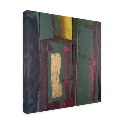 Abstract Green and Gold Canvas Art with Wooden Frame