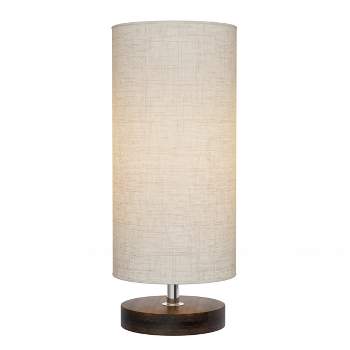 Hastings Home Cylinder Lamp Adjustable Height with Wooden Base and LED Bulb