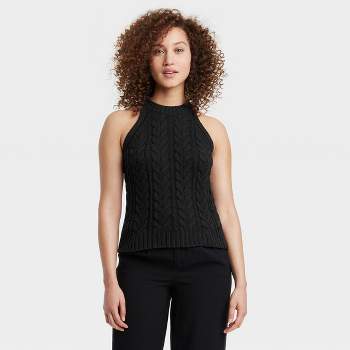 Women's Halter Neck Pullover Sweater - A New Day™ Black XL