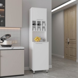 Gulches Modern High Double Cabinet Kitchen Pantry, Storage Cabinet, White, 19.7" W x 80.3" H x 19.6" D - 1 of 4