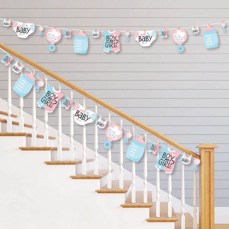 Big Dot of Happiness Baby Gender Reveal - Team Boy or Girl Party DIY Decorations - Clothespin Garland Banner - 44 Pieces, 2 of 8