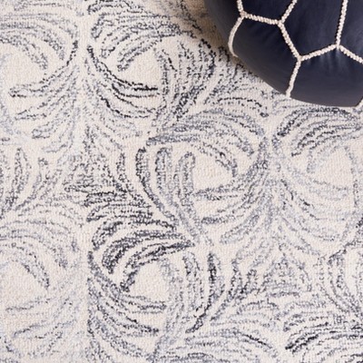 Ivory & Grey Handwoven Elegance 6' Square Wool-Silk Blend Rug