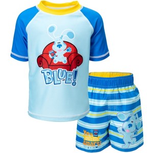 Blue's Clues & You! Rash Guard and Swim Trunks Outfit Set Toddler - 1 of 4