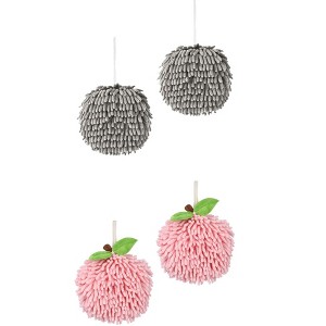 REGALWOVEN Soft Absorbent Fluffy Chenille Ball Bathroom Hand Towels with Wall Hook 4 Pack - 1 of 4