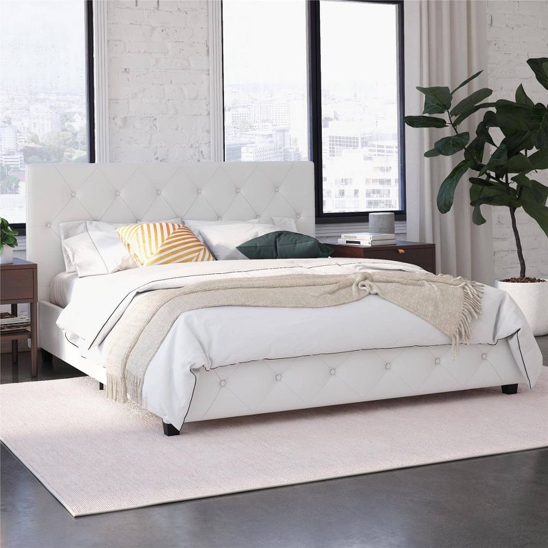 Dakota Upholstered Bed with Signature Sleep Tranquility 6&#34; Mattress White - Dorel Home Products, 2 of 13