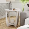 JIONJOY Vintage French Country Round End Table with Storage Shelf - 2 of 3