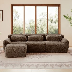 KWPZQEB Modular Sofa, Modern Plush Sectional Sofa with Deep Seat & Pillows, 2/3/4-Seater Comfy Couches w/ Anti-Slip Design for Living Rooms, 4 Color - 1 of 4