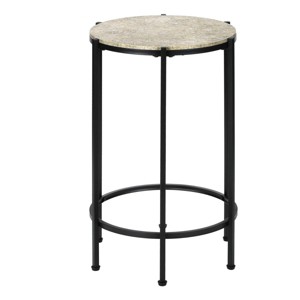 FONTOI End Tables with Tapered Black Metal Legs, Minimalist Design for Small Spaces, Round Side Table with Sleek Stable Frame, Yellow, 25"*16"*4" - 1 of 4