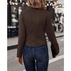 Women's Faux Suede Leather Jacket 2024 Fall Winter Clothes Casual Business Long Sleeve Blazer Jacket Coat - 4 of 4