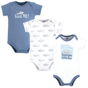 Hudson Baby Infant Boy Cotton Bodysuits, Jawsome Little Bro - 1 of 4