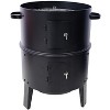 Okak 16IN Steel Charcoal Smoker, Heavy Duty Round Charcoal Grills with Thermometer, Bbq Grill for Outdoor Cooking, Picnics, Black - 2 of 4
