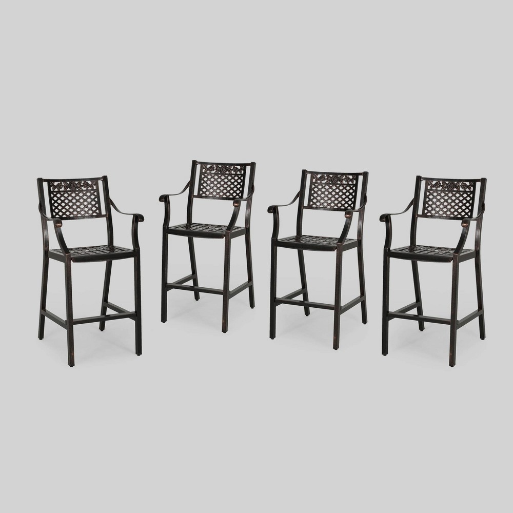 4pk Tahoe Aluminum Patio Barstool Copper Finish Christopher Knight Home