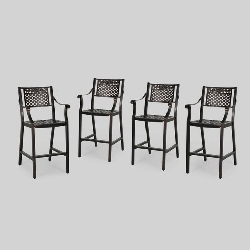 4pk Tahoe Aluminum Patio Barstool Copper Finish – Christopher Knight Home For Sale