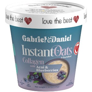 Instant Oatmeal with Blueberries, Acai and Collagen – Organic, Non-GMO, Gluten-Free Oats – High Fiber & Protein (Pack of 6) - 1 of 4