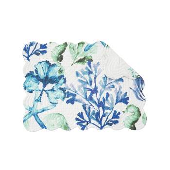 C&F Home Bluewater Bay Coastal Sea Life Cotton Quilted Rectangular Reversible Placemat Set of 6