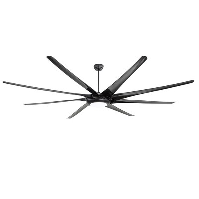 Airsurfer 100" Black Ceiling Fan with 3 Colors LED Light,6 Speeds Ceiling Fan with 8 ABS Plywood Blades and Remote,12"/24"/36" Downrods