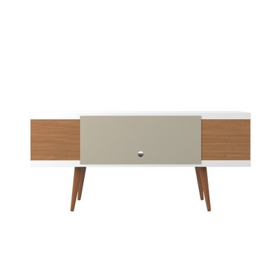 White Gloss and Maple Cream Mid-Century Modern TV Stand