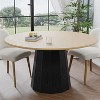 PexFix 52" Wood Round Dining Table Kitchen Table for 4-6 with Arc-Shaped Edge Top & Tapered Pedestal for Living/Dining Room Coffee Office Natural - 3 of 4