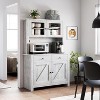 Kitchen Pantry Cabinet with Microwave Stand, Freestanding Hutch Cabinet with Buffet Cupboard, Tall Storage Cabinets with Adjustable Shelves - 3 of 4