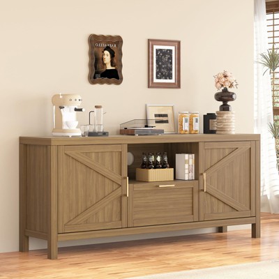 Homhougo TV Stand for TVs up to 65" Natural