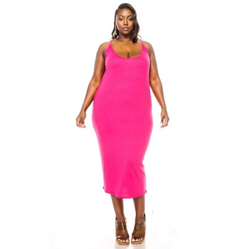 L I V D Women s Jennie Spaghetti Strap Midi Dress Hot Pink 2x Target