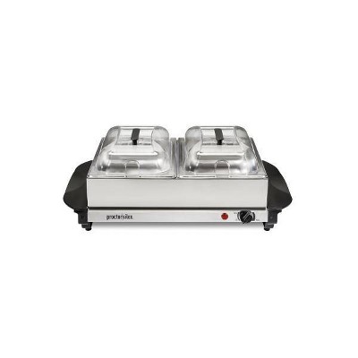 Proctor Silex Double Buffet Server - 34320: Metal Food Warmer, 200W, Dishwasher-Safe Parts, Black, 5 Qt Capacity