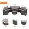 Mshliw 11-Piece Half-Moon Sectional Patio Furniture Set with Cushions & Glass Coffee Table – Modular Outdoor Sofa Set for Garden, Poolside, Backyard - 4 of 4