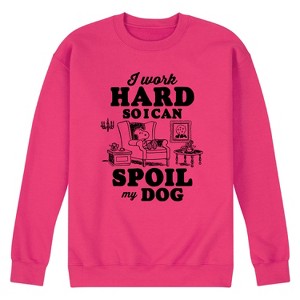 Men's - Peanuts - Work Hard To Spoil My Dog Graphic Fleece Sweatshirt - 1 of 4