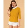 INSPIRE CHIC Women's 3/4 Sleeves Contrast Collar Blouse Tops - 4 of 4