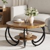 Round Coffee Table 30" Center Table, 2-Tier Coffee Table with Adjustable Feet, Living Room Tables with Storage Shelf and Designed Wood Grain - 3 of 4