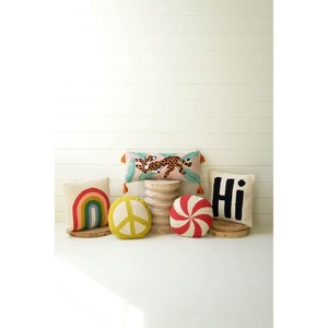 Hi Hand-Hooked Pillow – 16"x16" Black and White Textured Cotton Wool Accent Cushion with Removable Cover, Set of 2 By Kalalou - 1 of 4